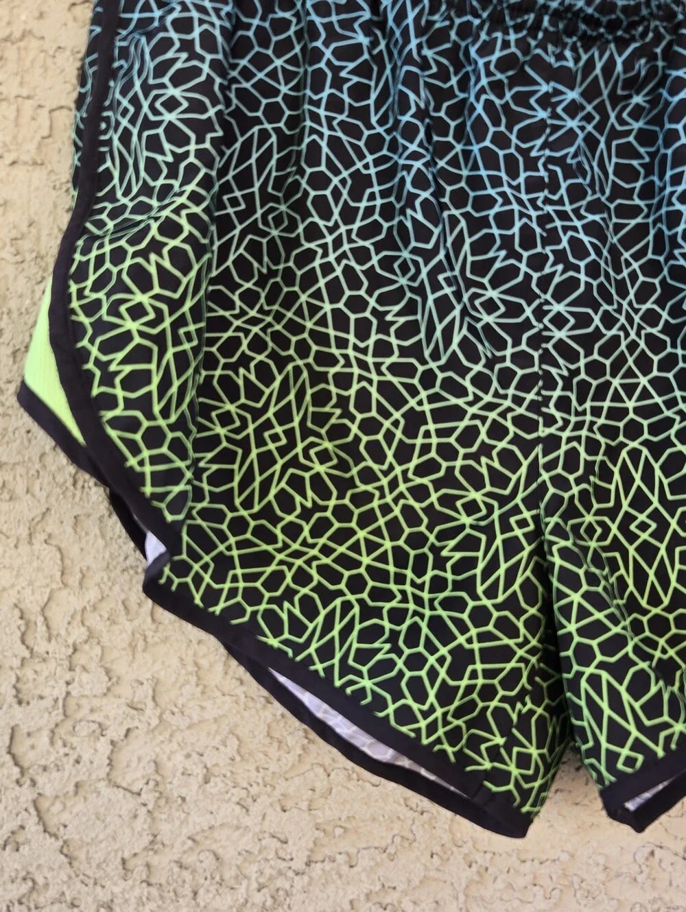 Nike Women's Black Shorts with Neon Green Pattern